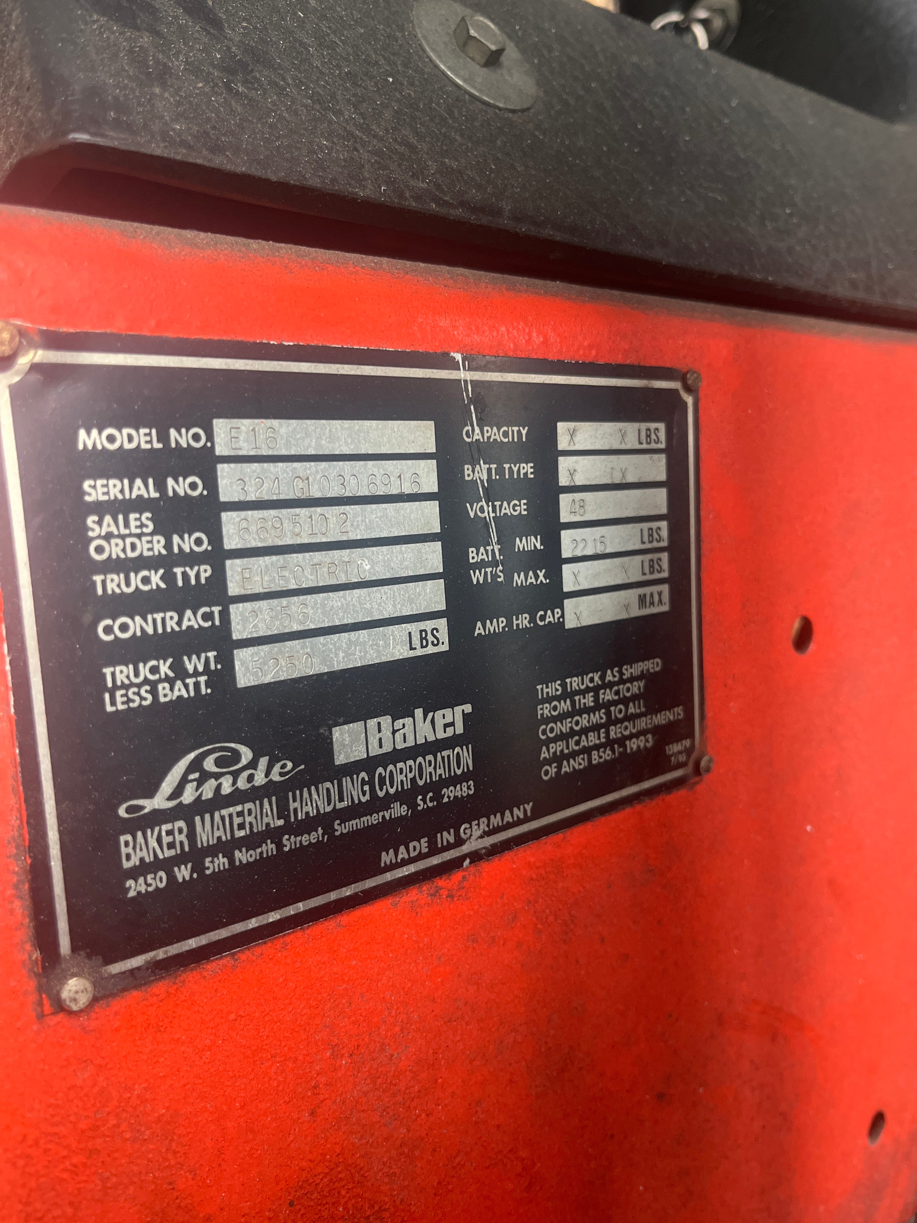 Linde E16 3000 lb. Electric 36v Forklift w/ Sideshift 185"H