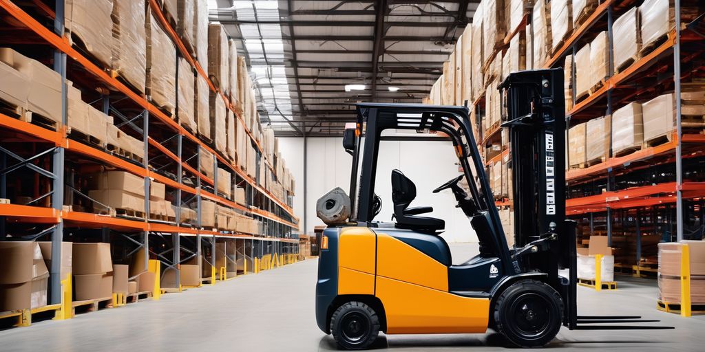 modern forklift in warehouse