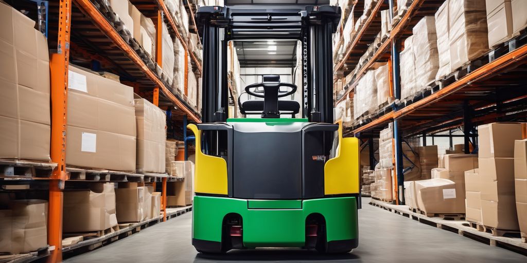 modern forklift in warehouse