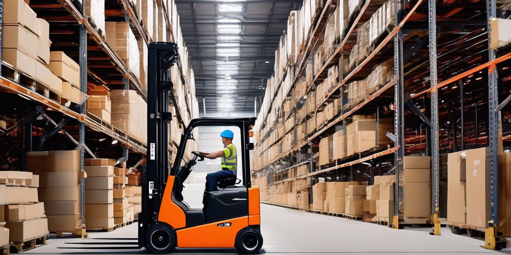 clamp forklift in warehouse