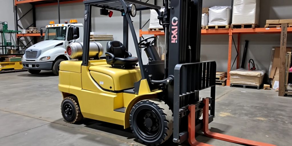 Used forklift in a warehouse