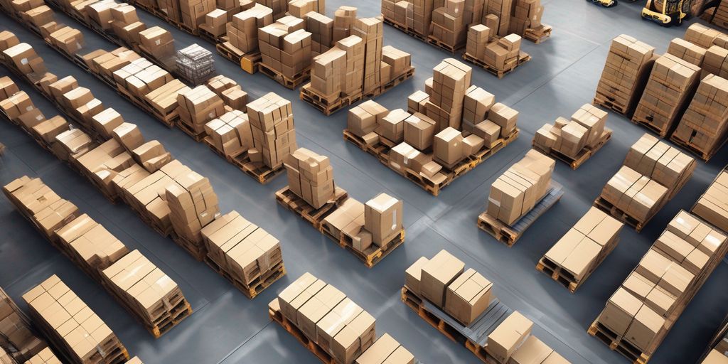 Efficient warehouse layout with forklifts in motion.