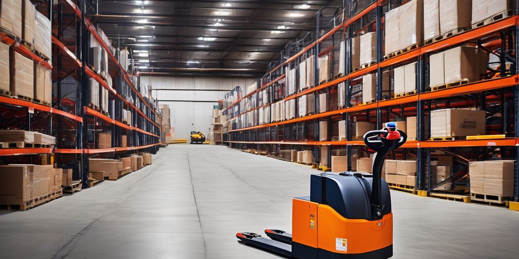 electric pallet jack in warehouse